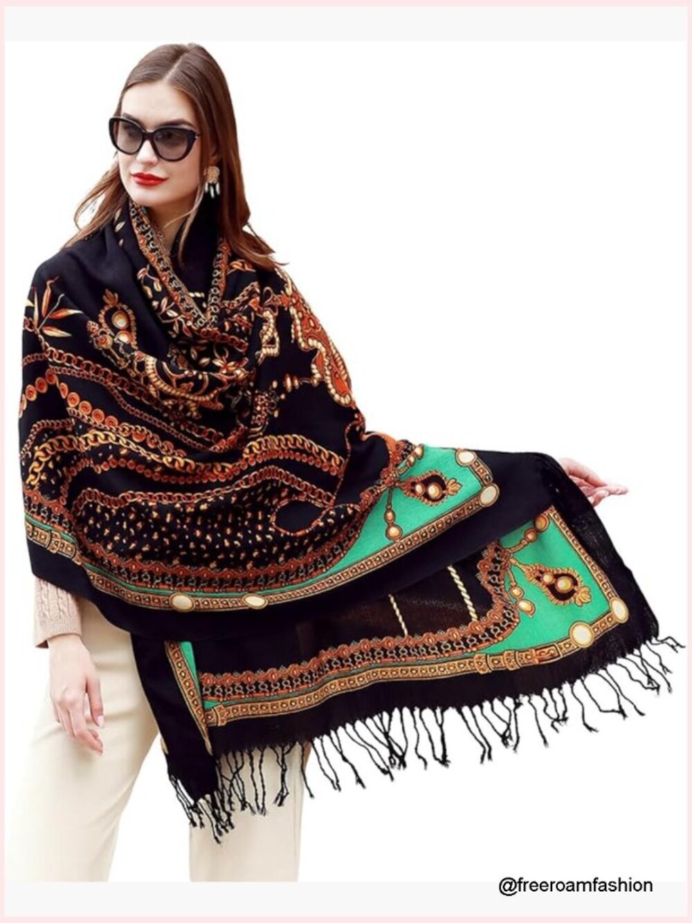 Extra Large Merino Wool Pashmina Travel Scarf Shawl Wrap